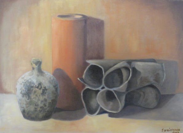 Tubes écrasés (2012) Huile sur toile 46 x 33 cm