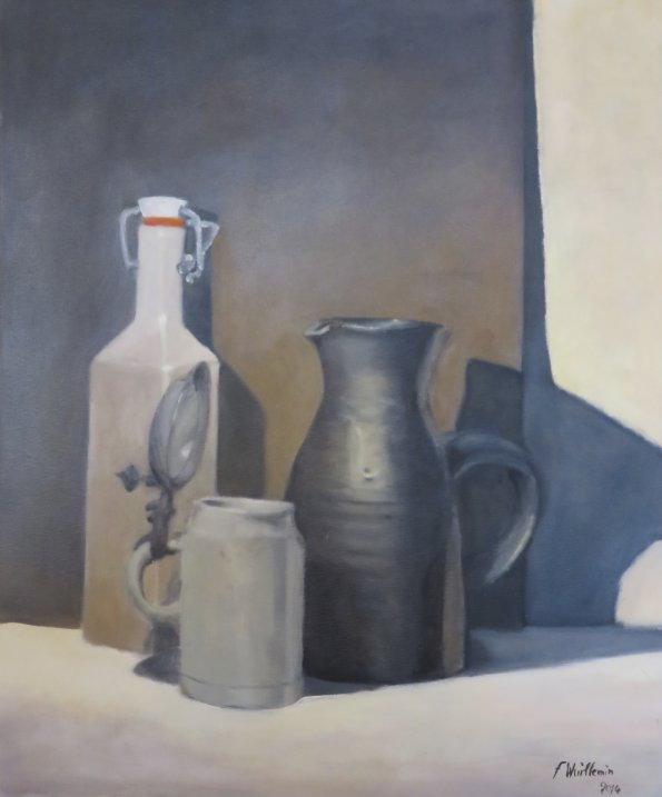 Chope à bière (2014) huile sur toile 46 x 33 cm